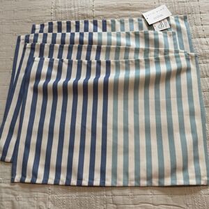 NWT Set of 4 Katie Kime Placemats‎ Blue/Green/Ivory Stripes 14 x 19